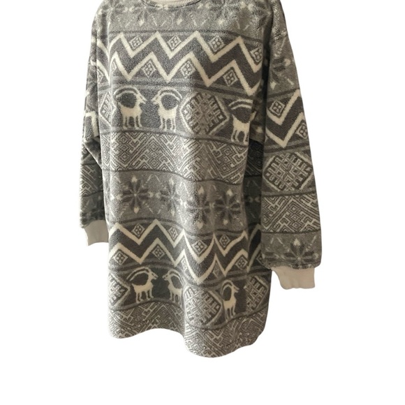 Vintage 90's Turtleneck Fleece Women's XS-S Geometric Ibex Ram Print Western USA - Picture 3 of 10